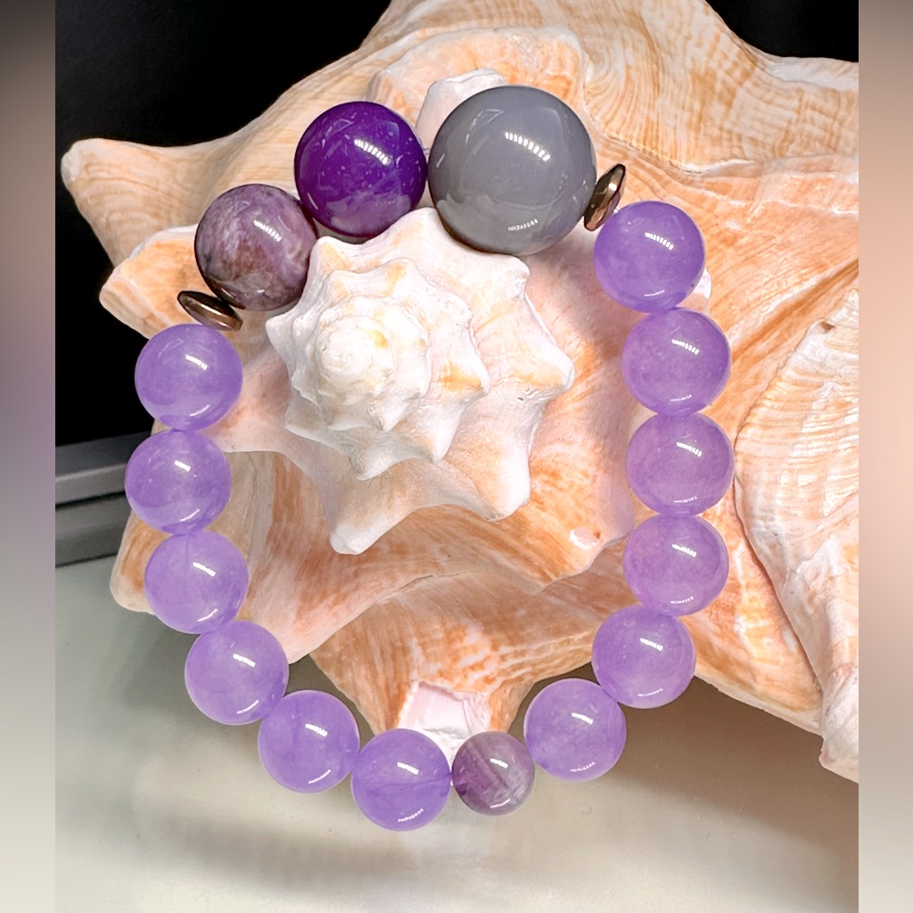 Lilac Quartz  Super7  Agate Natural Stones Bracelet Size 7